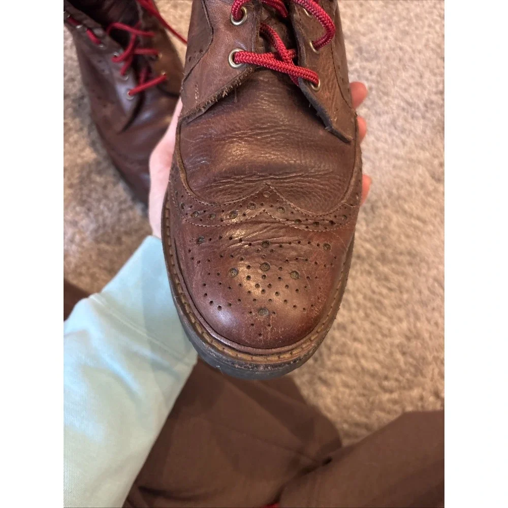 Allen Edmonds 'Long Branch' Brown Wingtip Ankle Boots USA Vibram 6021 Size 10.5